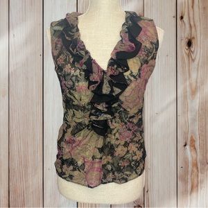 Etro Lace & Silk Sleeveless Blouse